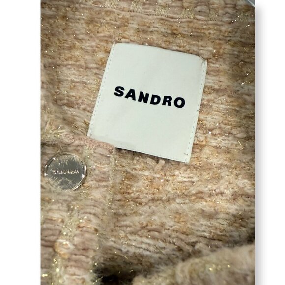 Sandro Bernadette Tweed Trucker Jacket NWT Size 10 Large - Picture 10 of 10